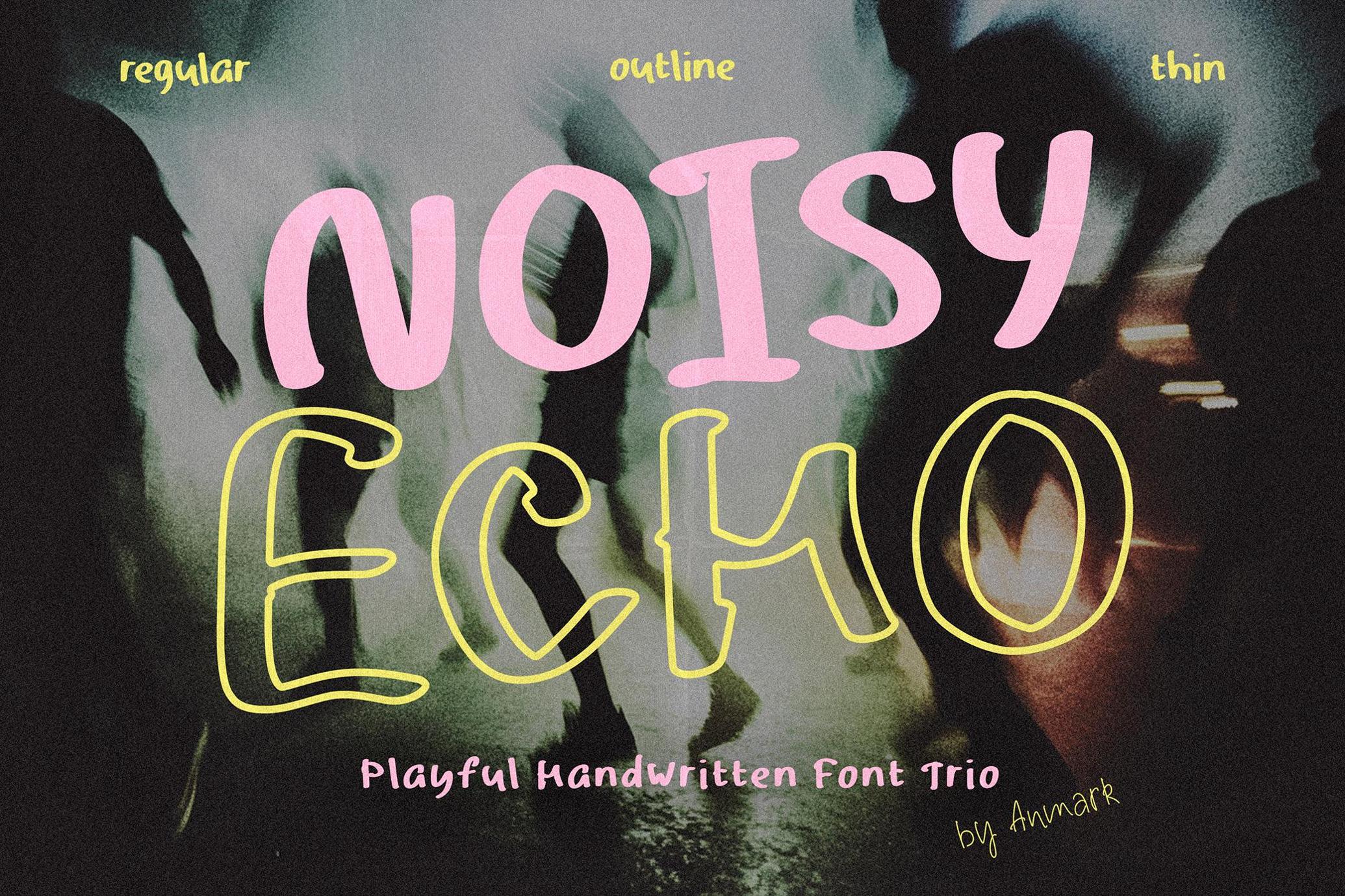 Noisy Echo手写英文字体三重封面展示，包含常规、创作和细体响曲风格