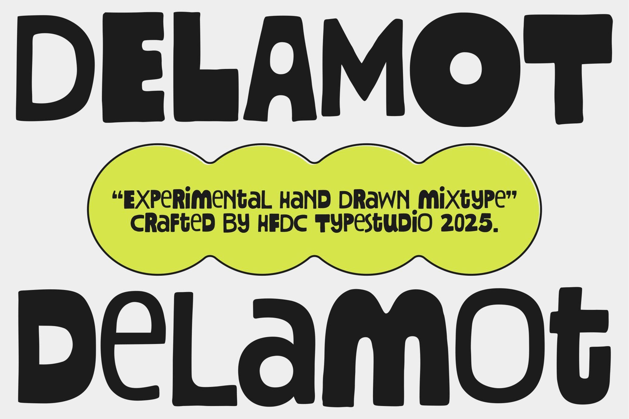 复古创意涂鸦字体Delamot:不规则实验性海报标题设计英文字体