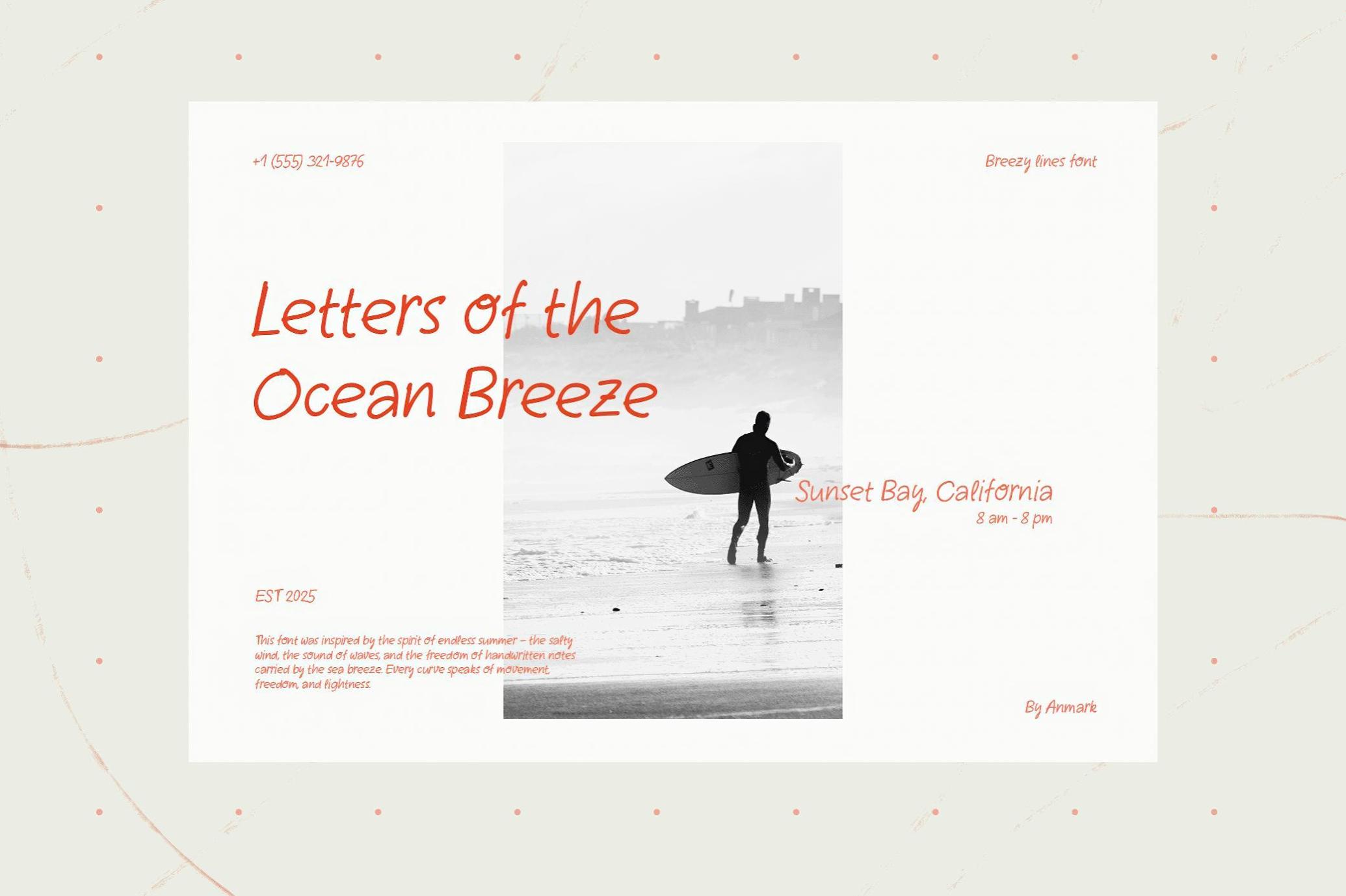 夏日阳光感手写英文字体Breezy Lines:打造俏皮活泼的海报标题设计