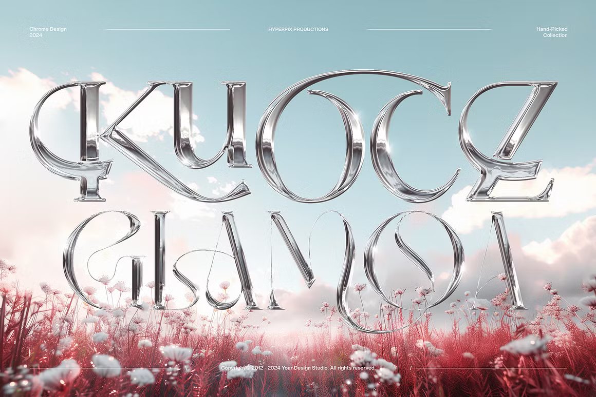 10款3D金属镀铬电流Photoshop字体特效模板:一键生成未来感LOGO与封面标题