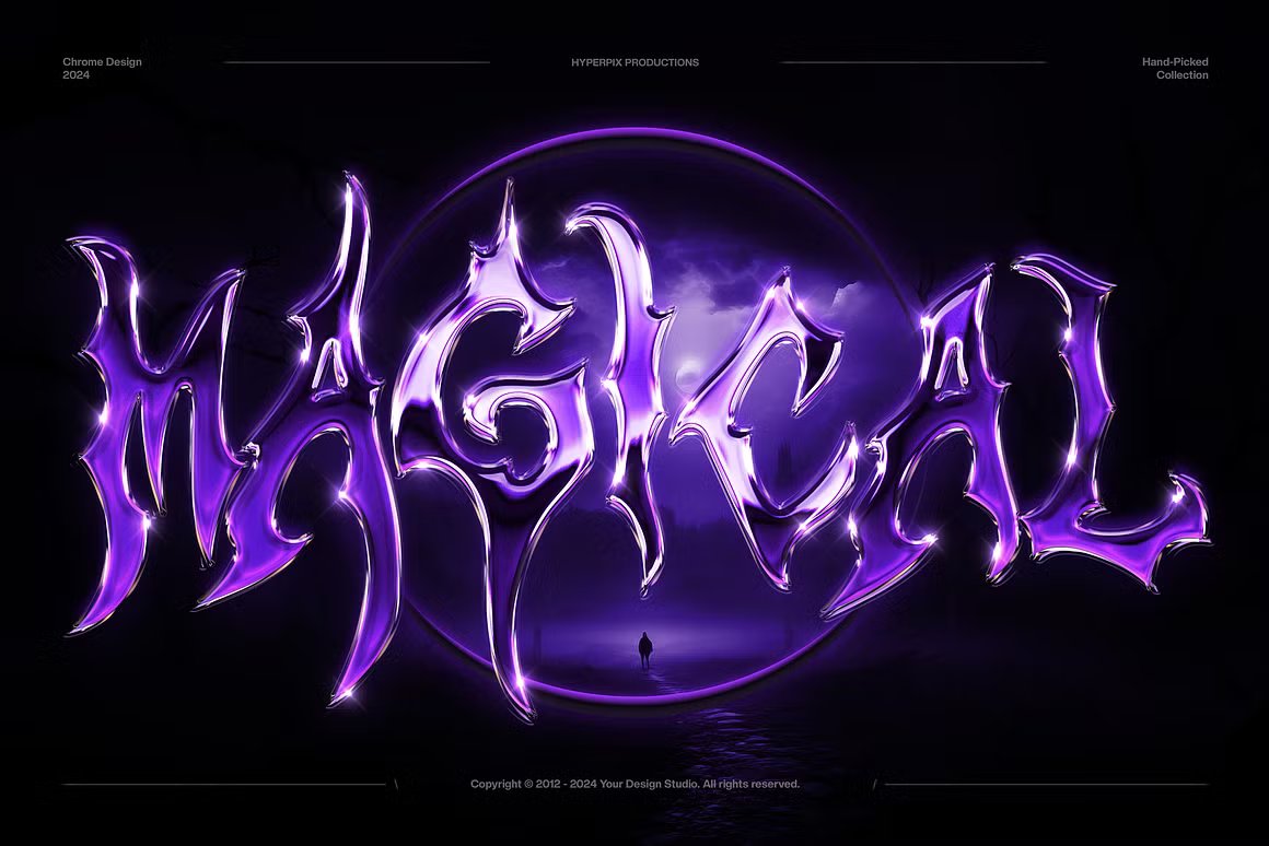 10款3D金属镀铬电流Photoshop字体特效模板:一键生成未来感LOGO与封面标题